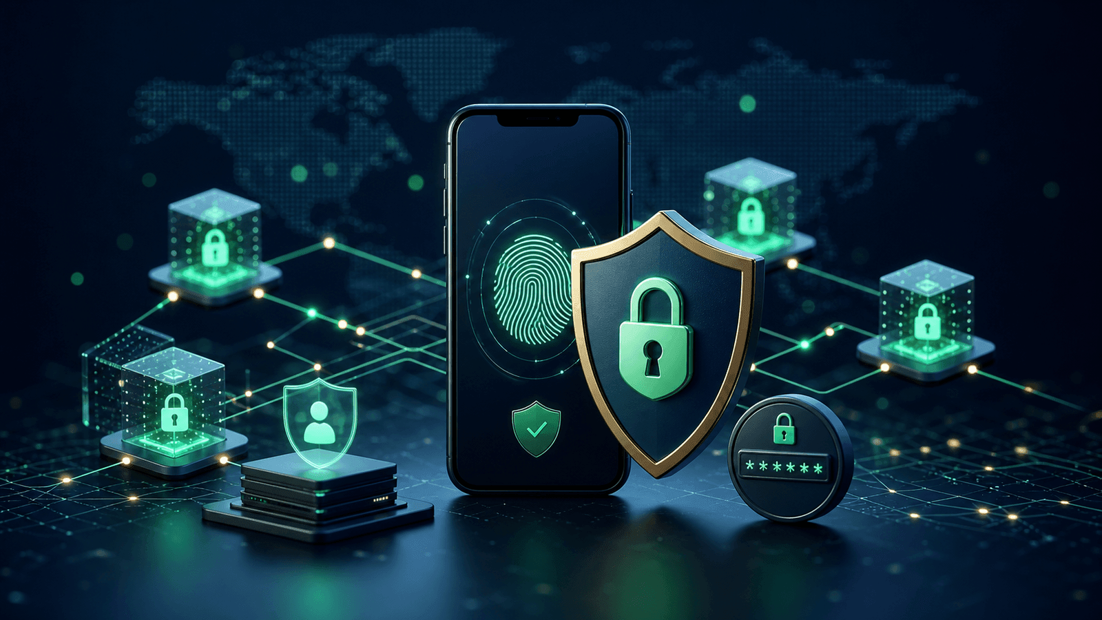 Celular protegido por autenticação, escudo e criptografia